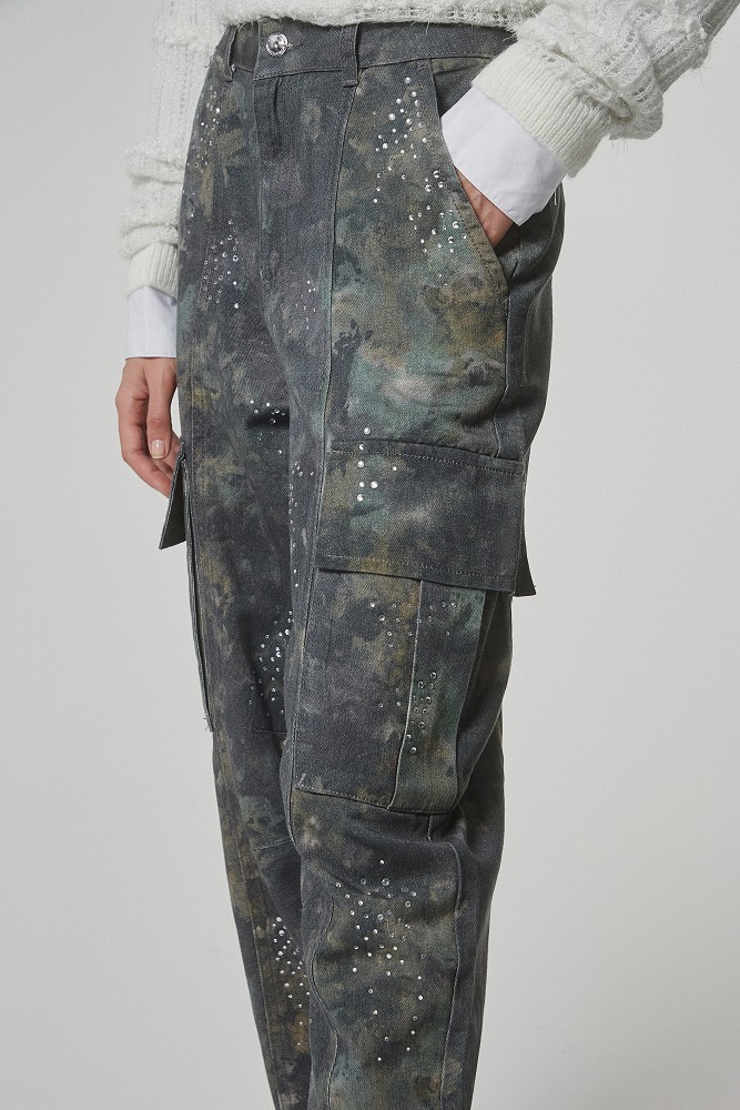 Jamie cargo trousers with rhinestones