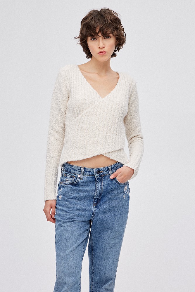 Wrap knit blouse