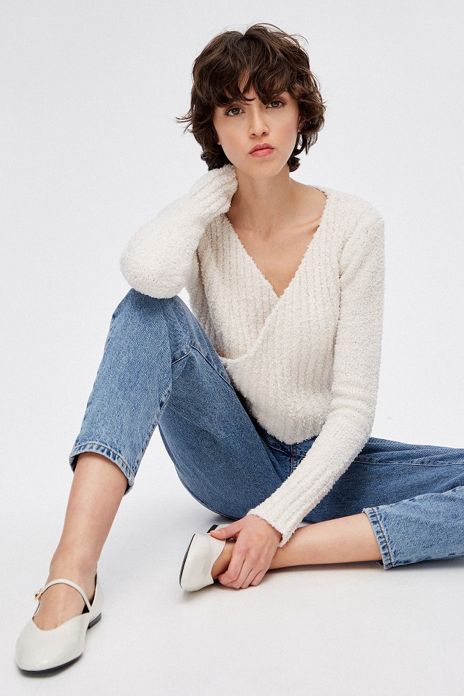 Wrap knit blouse