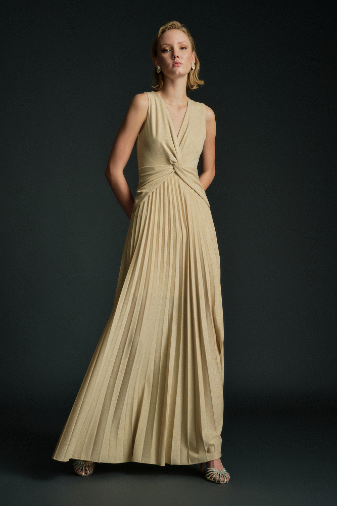 Λούρεξ μάξι πλισέ φόρεμα - Gold Label