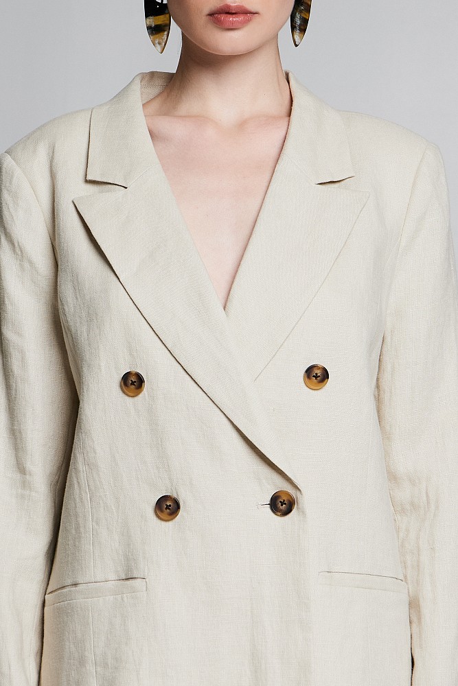 Linen double breasted blazer