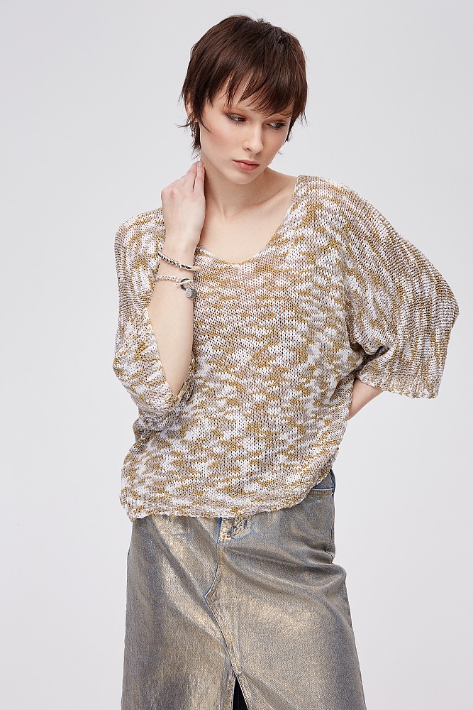 Bluză tricotată cu mâneci trei sferturi