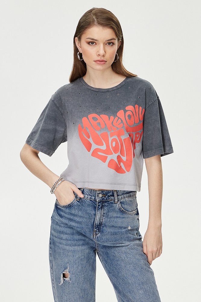 Crop T-shirt with print