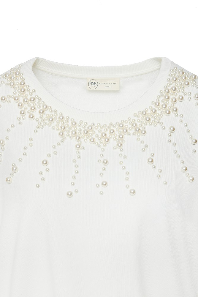 Crop jumper with pearls