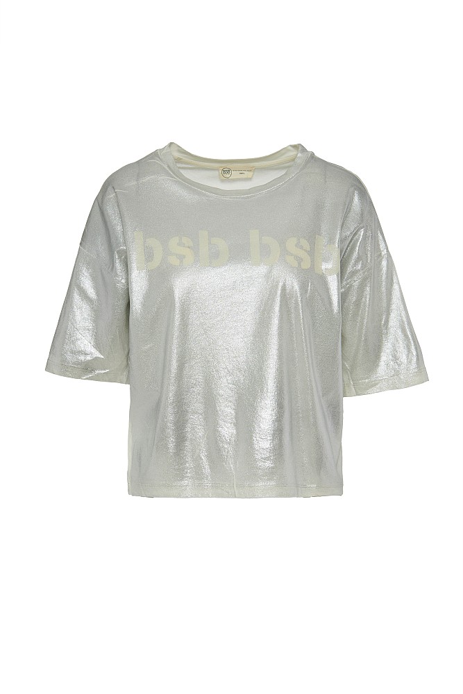 Short sleeve blouse in metallic color