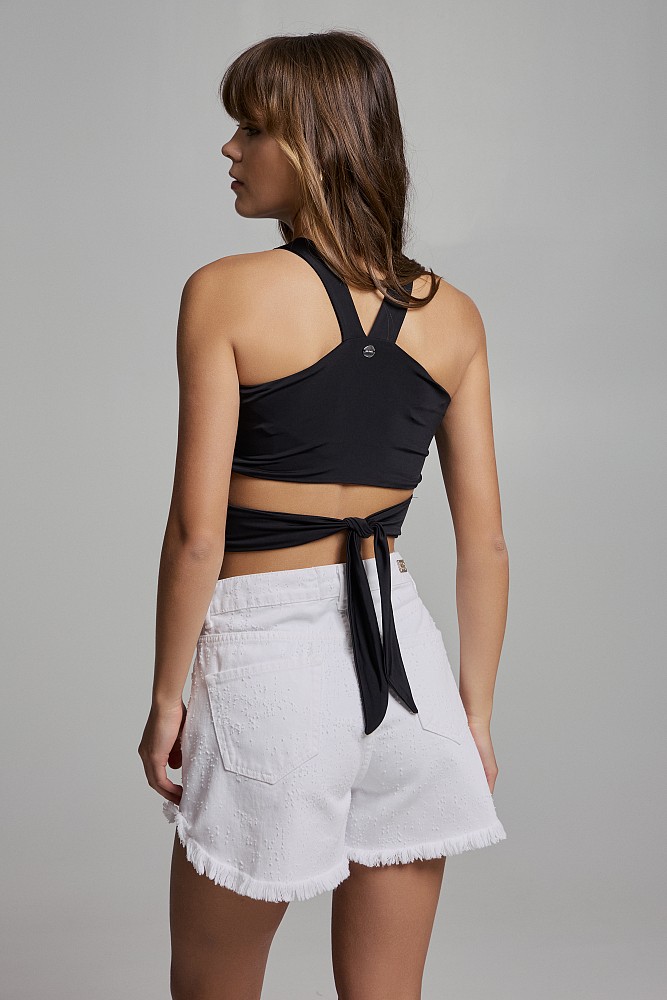 Halter crop top with cut-out