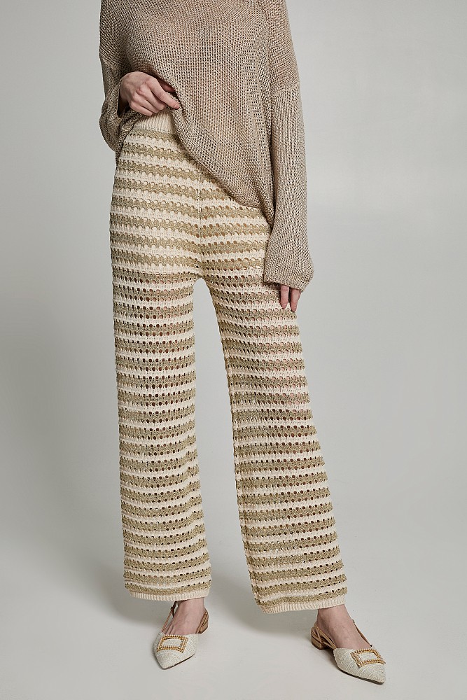 Lurex striped knit trousers