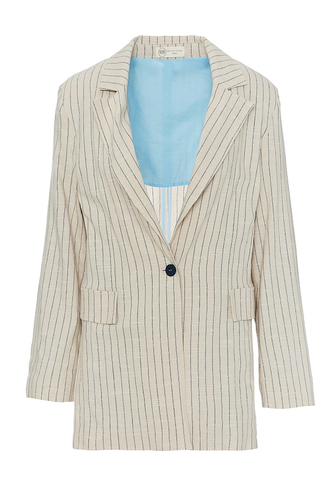 Blazer with linen and stripes