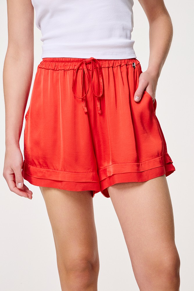 Satin shorts with elasticated waist