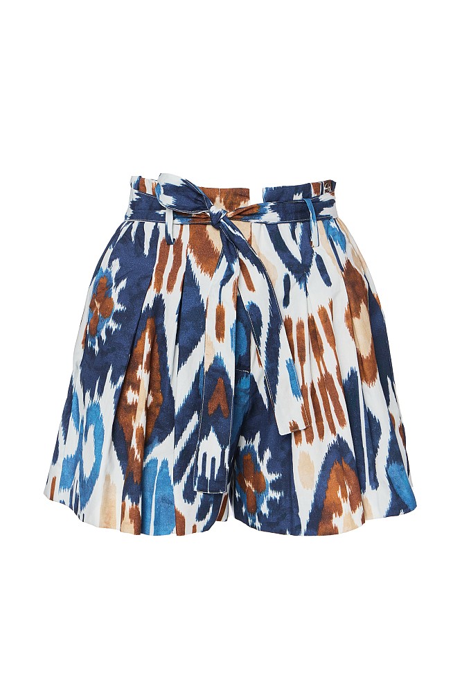 Printed shorts with belt