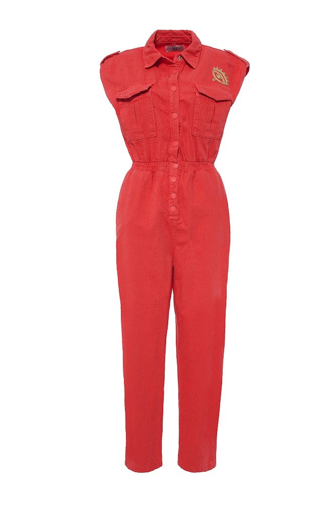 Denim jumpsuit with embossed touch