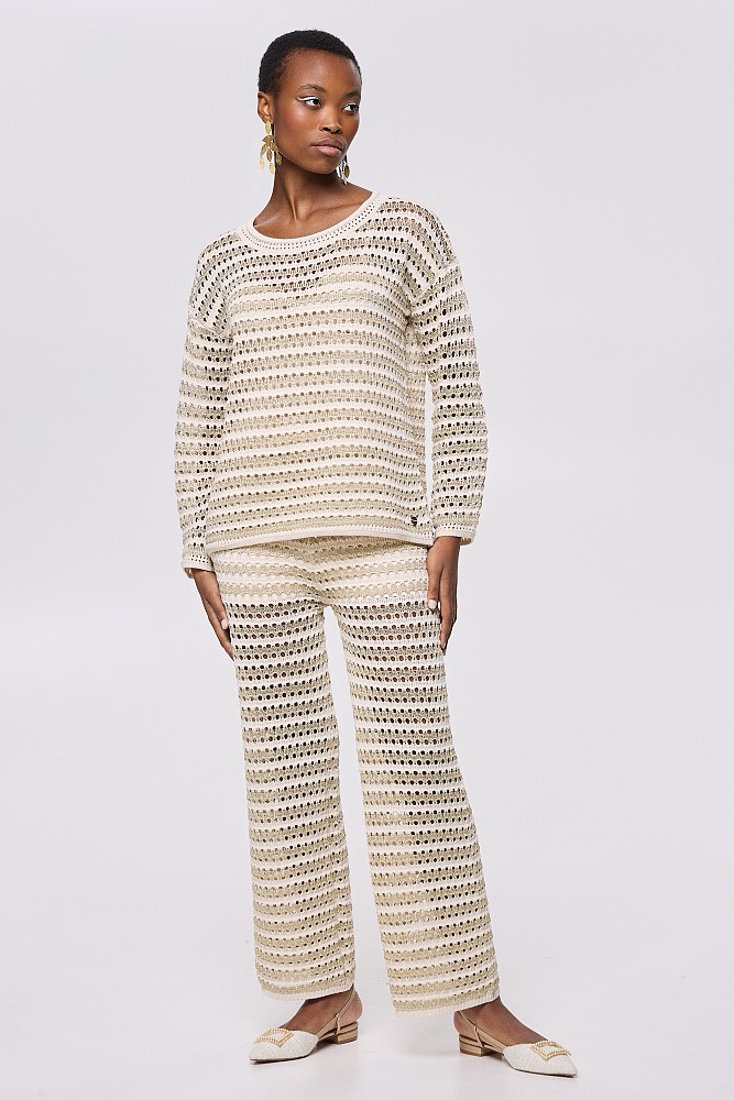 Lurex striped sweater in loose knit