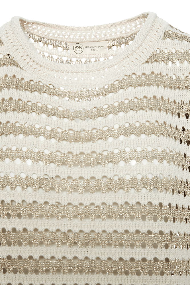 Pulover tricotat cu o croială lejeră din lurex cu dungi