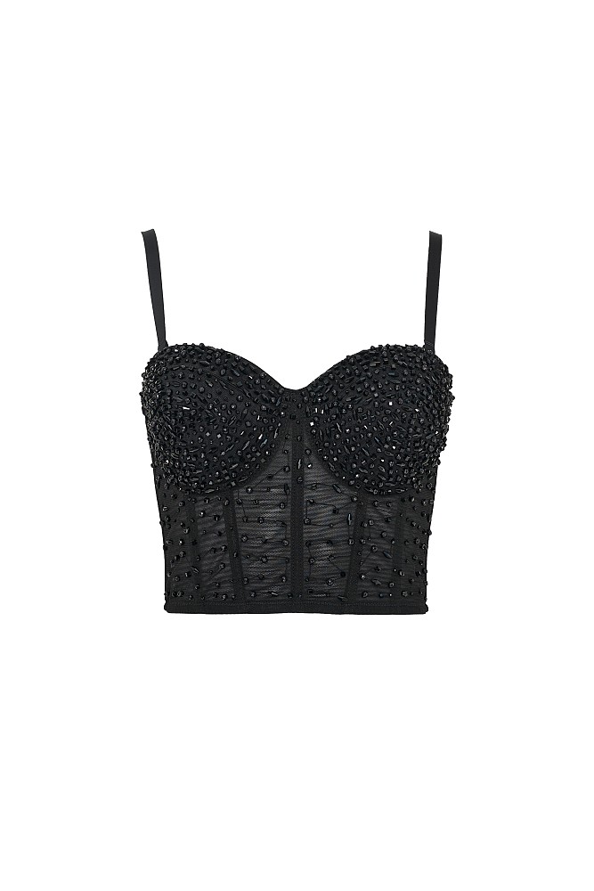 Bustier with applique beads - Gold label