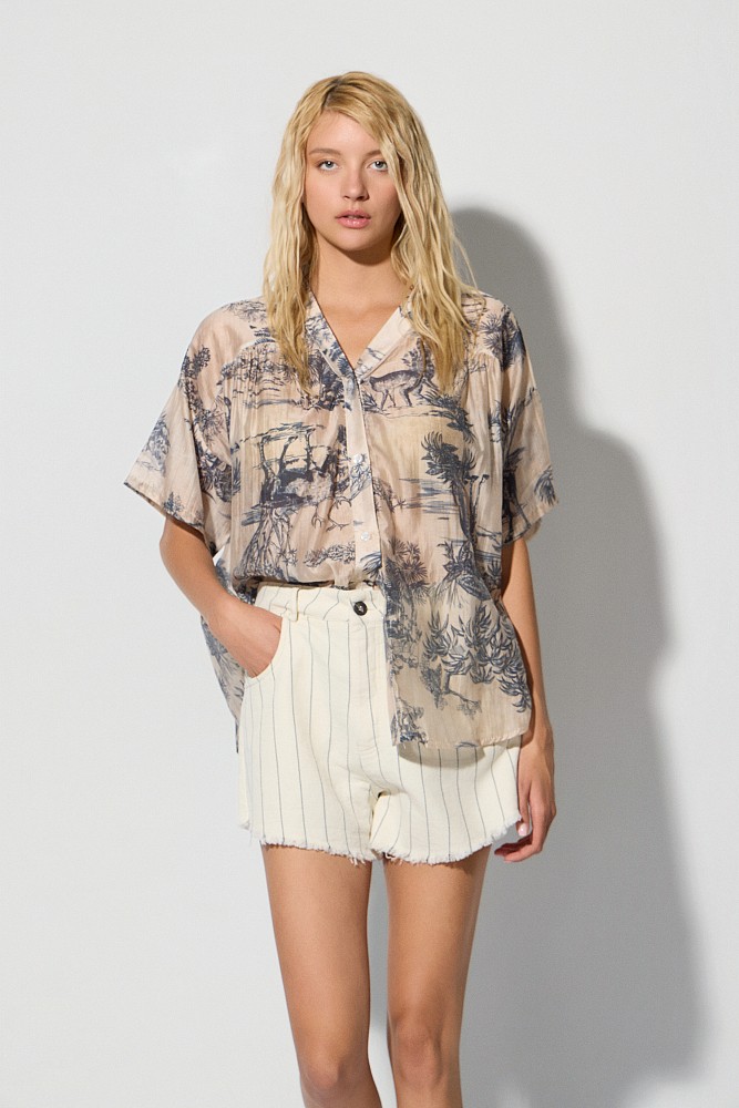 Semi-sheer printed shirt