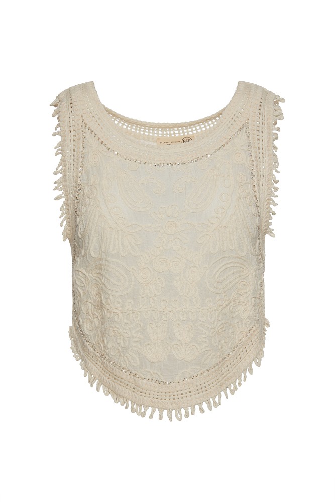 Sleeveless embroidered crop top