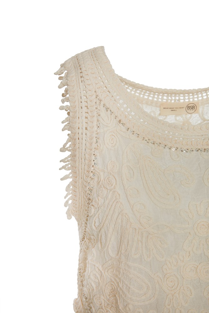 Sleeveless embroidered crop top