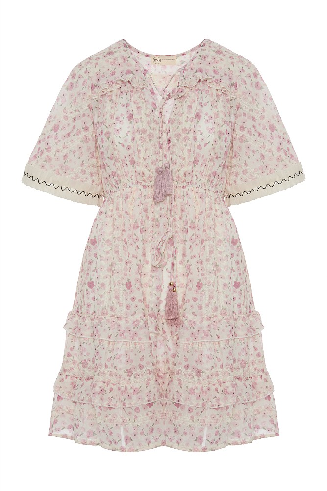 Mini floral dress with short sleeves