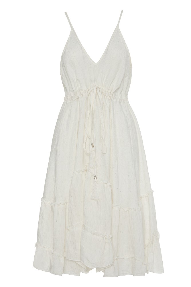 Mini dress with ruffles and open back