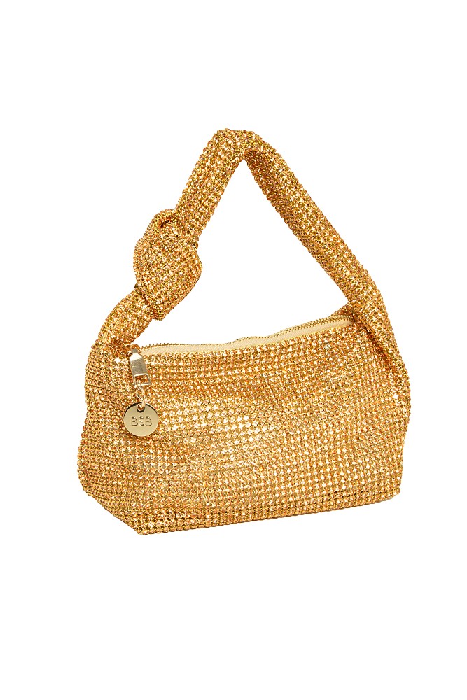 Handle bag with rhinestones