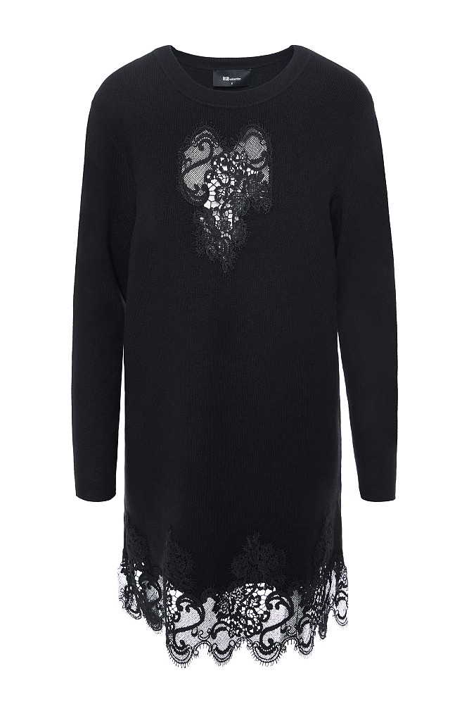 Mini knitted dress with lace