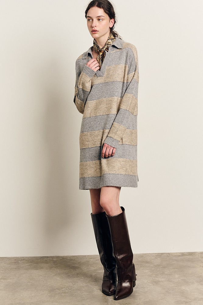 Mini striped knitted dress