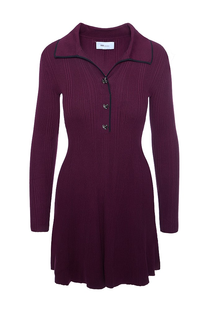 Mini rib dress with collar