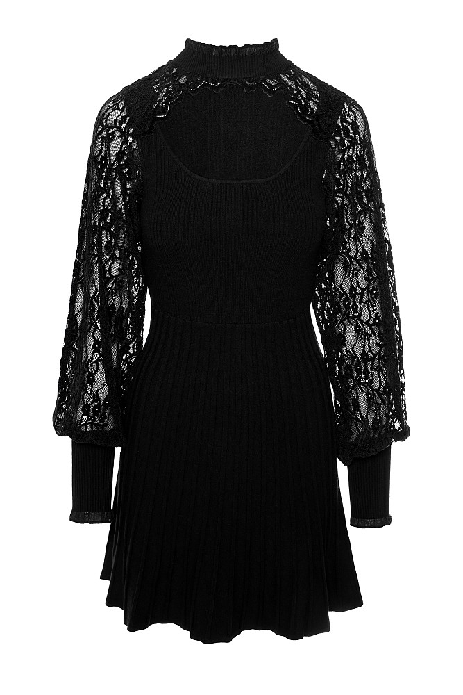 Mini knitted dress with lace