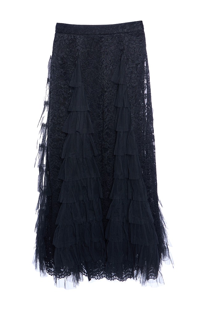 Maxi skirt with lace and tulle