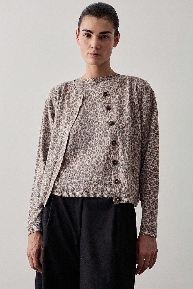 Knitted leopard print cardigan