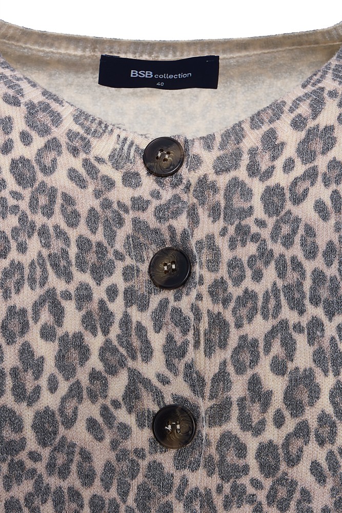 Knitted leopard print cardigan
