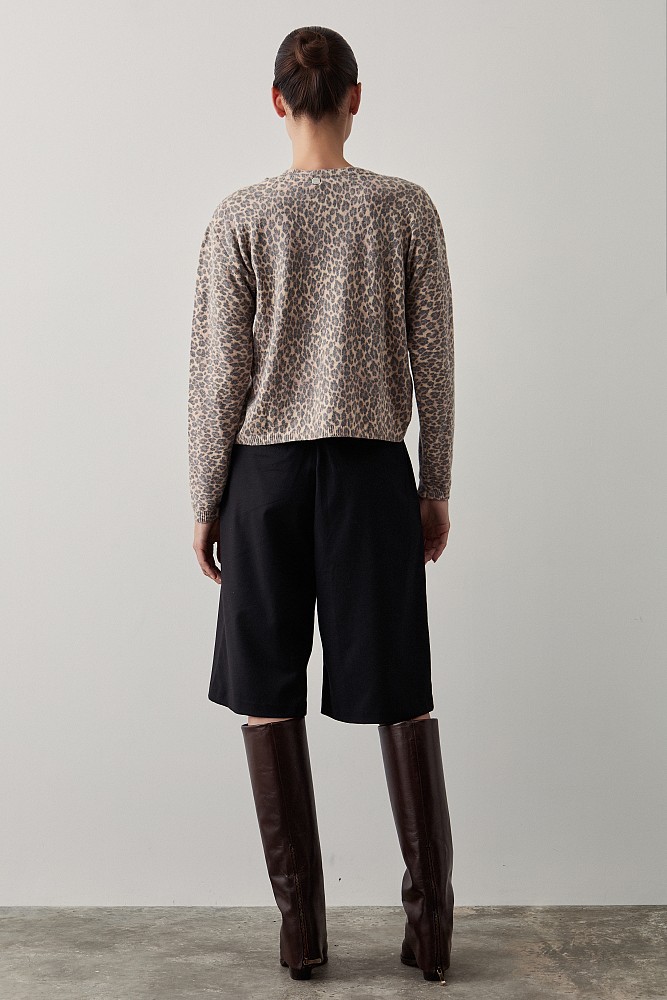 Knitted leopard print cardigan