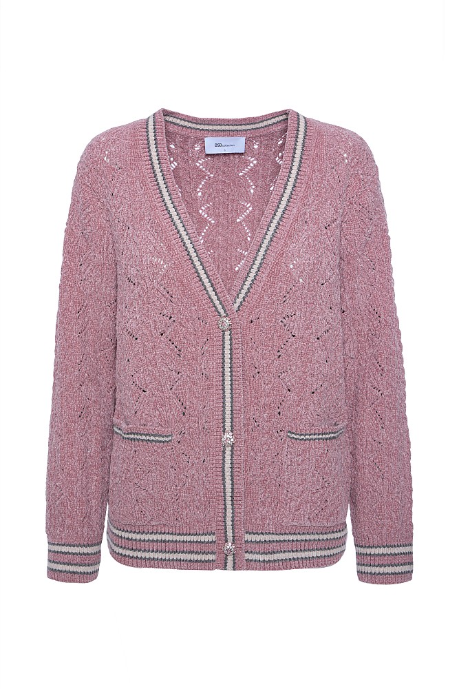 Knitted cardigan with stripe