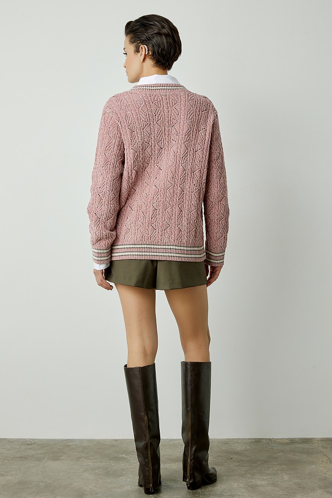 Knitted cardigan with stripe