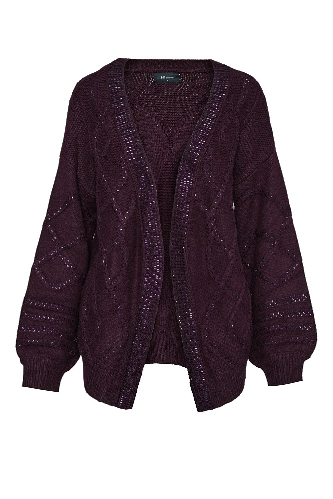 Chunky cardigan with rhinestones