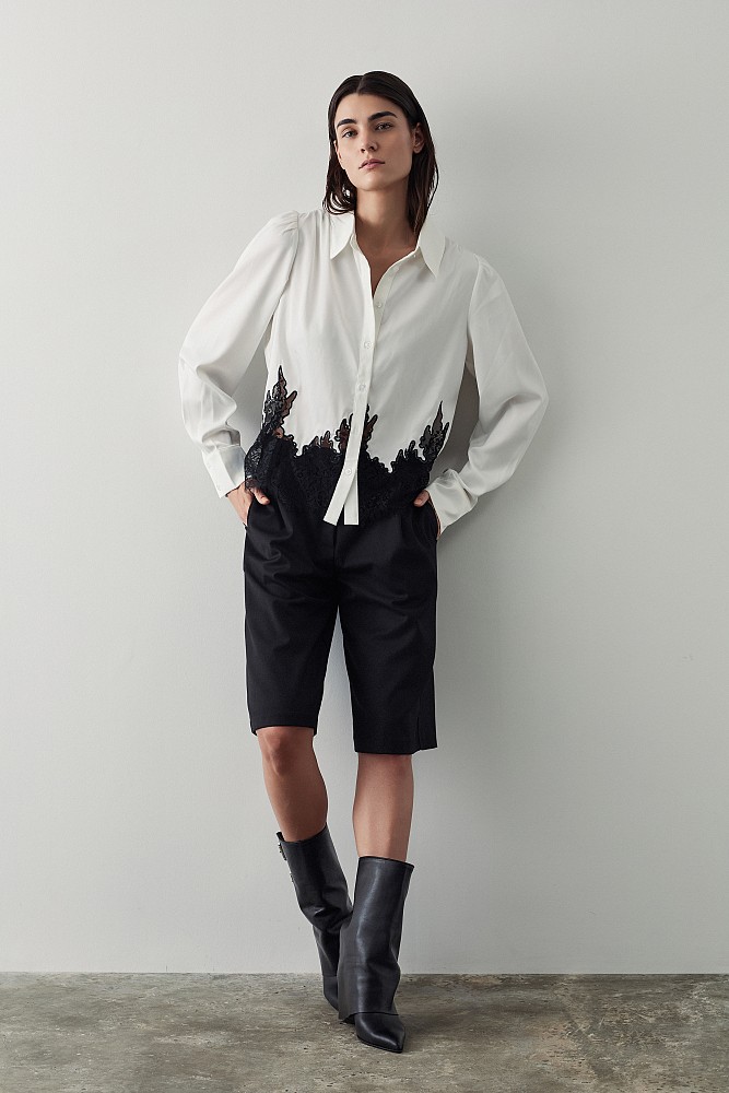 Satin shirt with lace