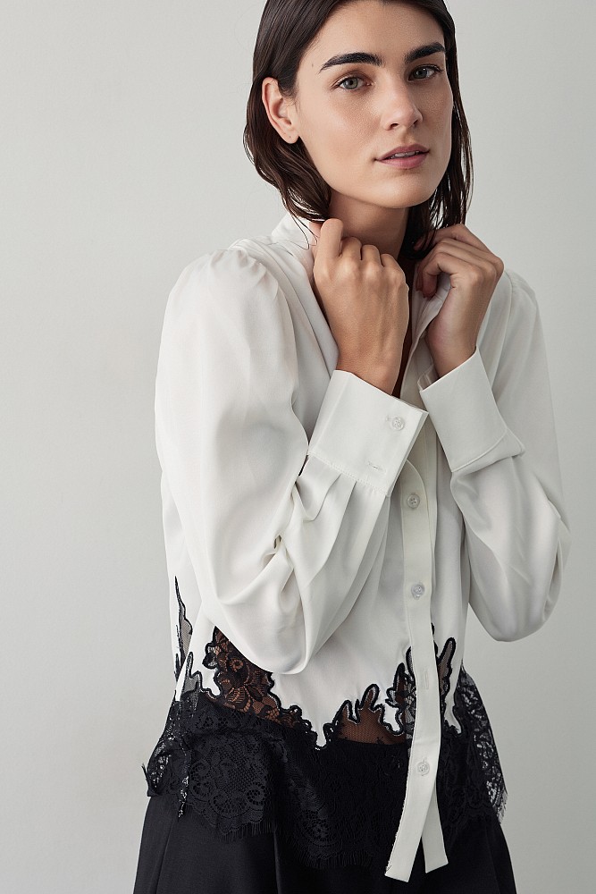Satin shirt with lace
