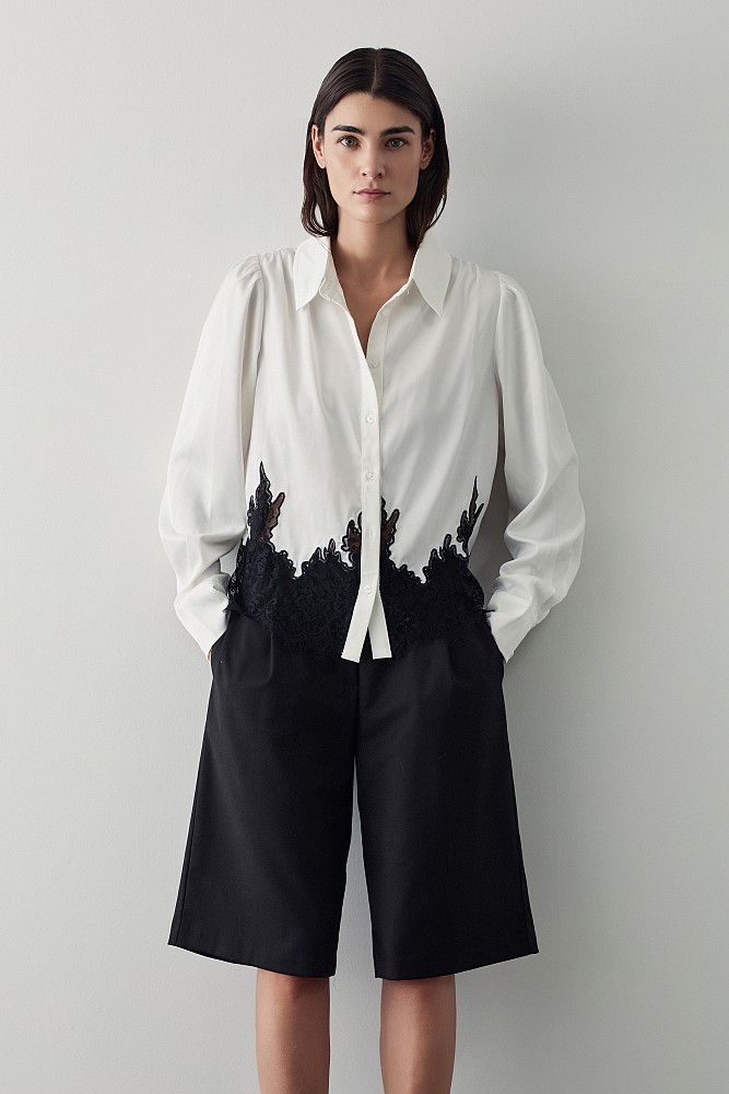 Satin shirt with lace