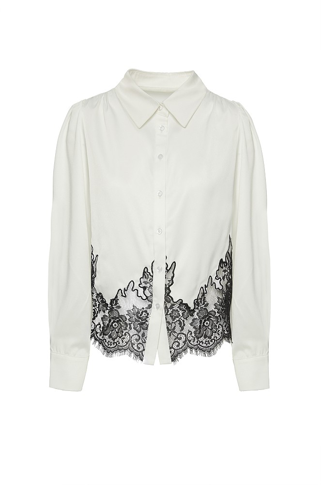 Satin shirt with lace