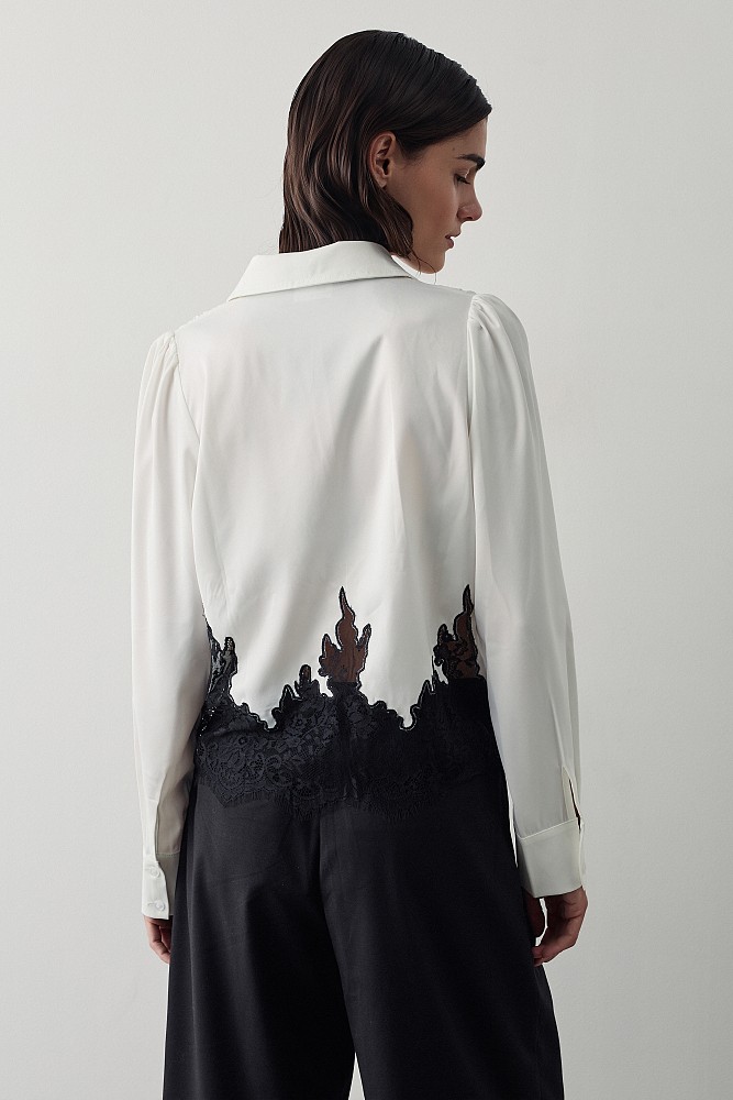Satin shirt with lace