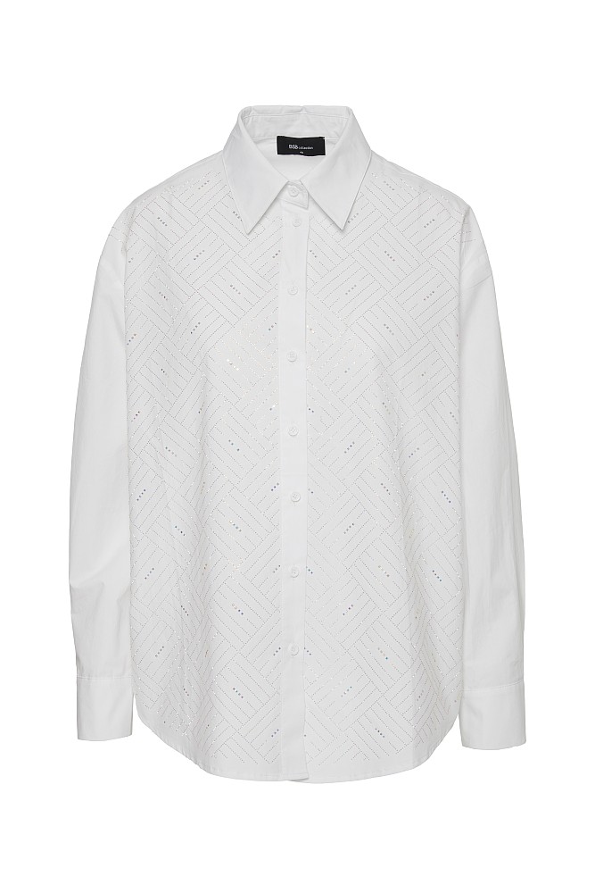 Cotton shirt with rhinestones
