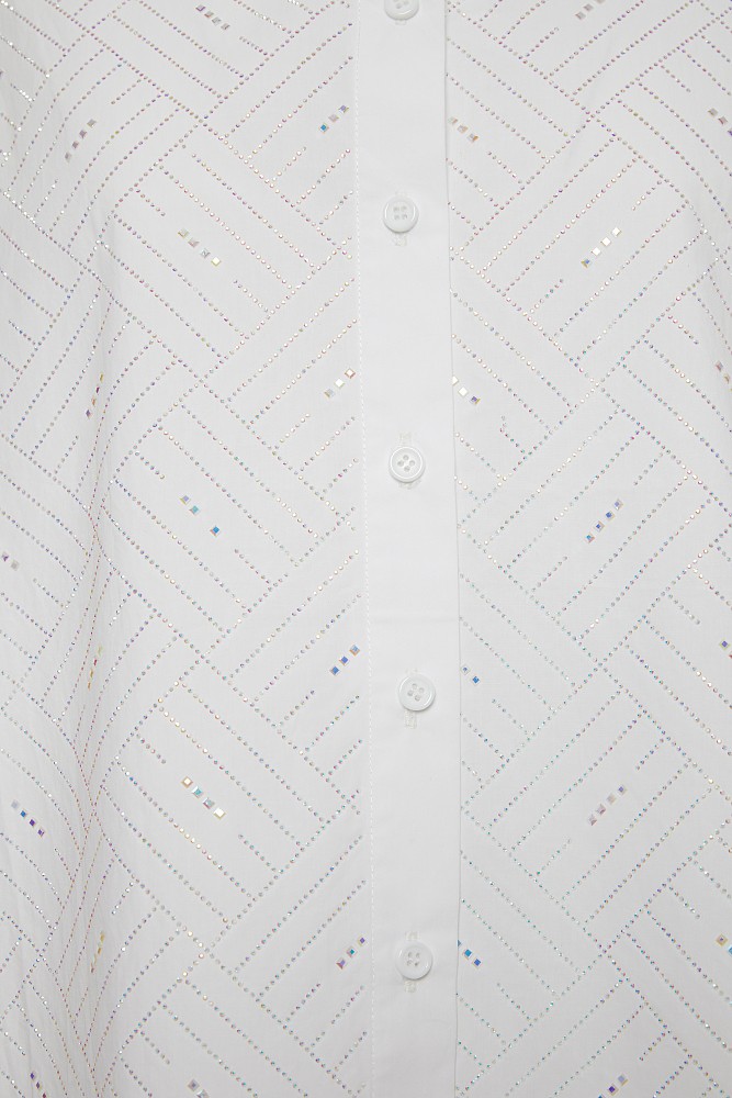 Cotton shirt with rhinestones