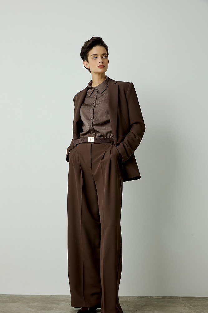 Satin shirt with rhinestones