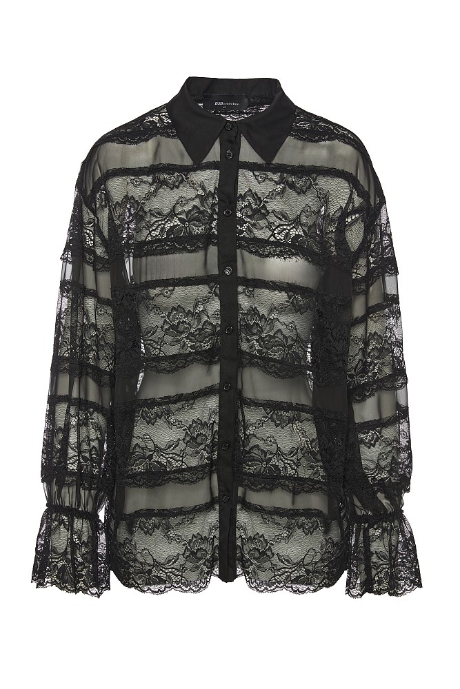 Semi sheer shirt with lace