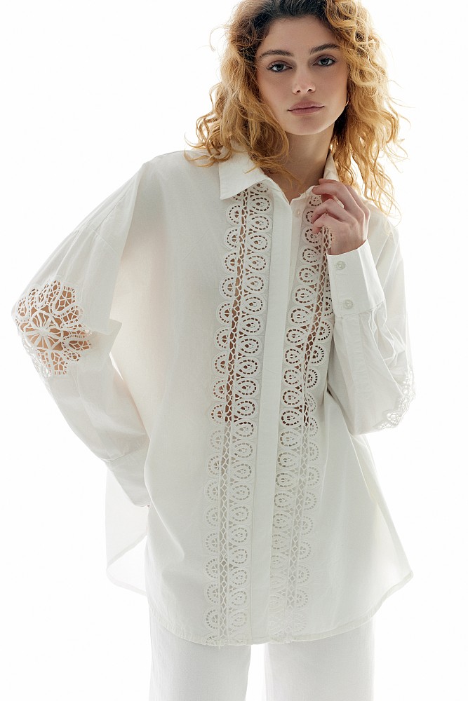 Oversized broderie πουκάμισο