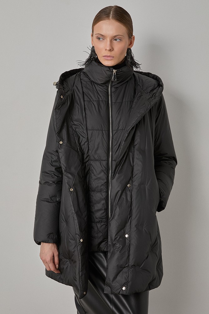 Down hooded jacket with collar