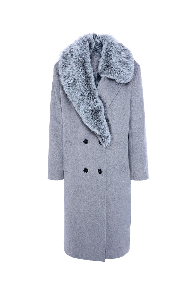 Longline coat with furry collar