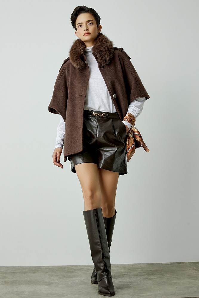 Leather look shorts with buckle