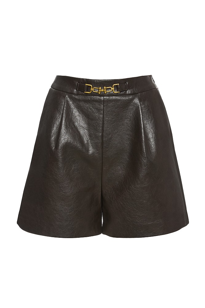 Leather look shorts with buckle