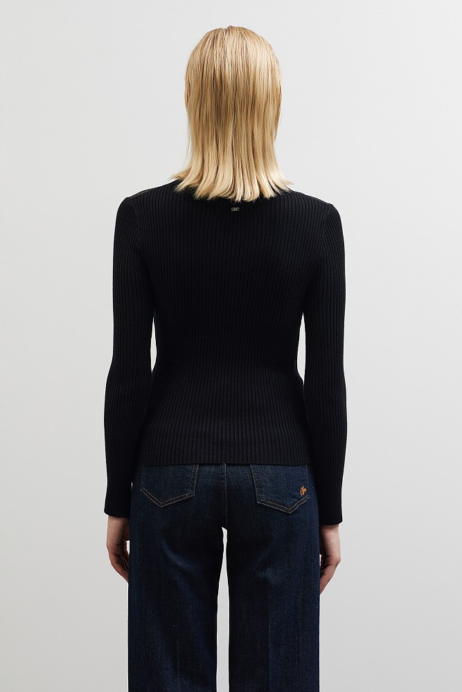 Rib sweater with sheer